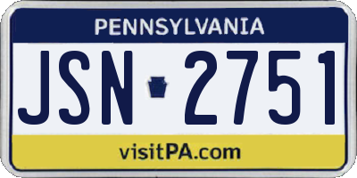 PA license plate JSN2751
