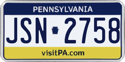 PA license plate JSN2758