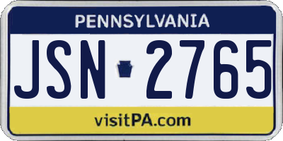 PA license plate JSN2765
