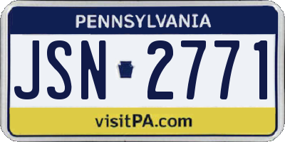PA license plate JSN2771