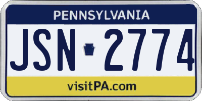 PA license plate JSN2774