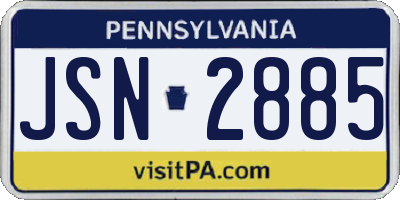 PA license plate JSN2885