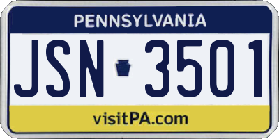 PA license plate JSN3501