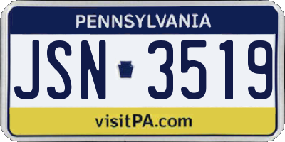PA license plate JSN3519