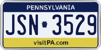 PA license plate JSN3529