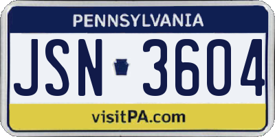 PA license plate JSN3604