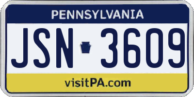 PA license plate JSN3609