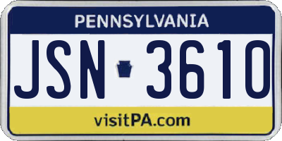 PA license plate JSN3610