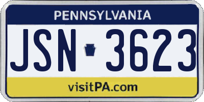 PA license plate JSN3623