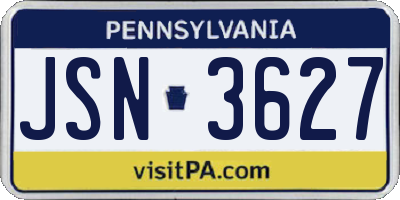 PA license plate JSN3627