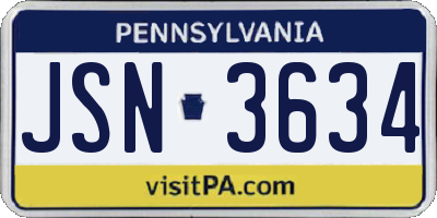 PA license plate JSN3634