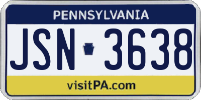 PA license plate JSN3638