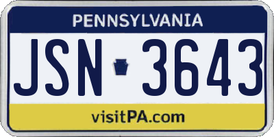 PA license plate JSN3643
