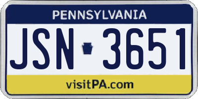 PA license plate JSN3651