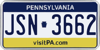 PA license plate JSN3662