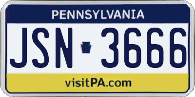 PA license plate JSN3666