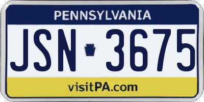 PA license plate JSN3675
