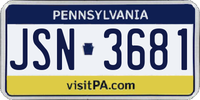 PA license plate JSN3681