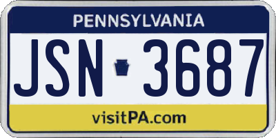PA license plate JSN3687