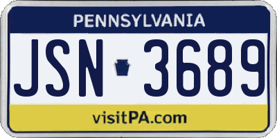 PA license plate JSN3689