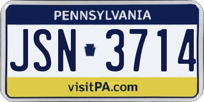 PA license plate JSN3714