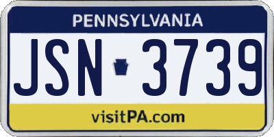 PA license plate JSN3739