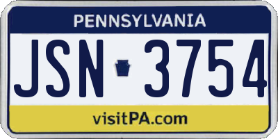 PA license plate JSN3754