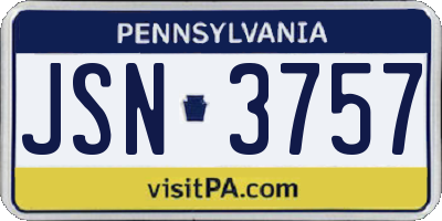PA license plate JSN3757