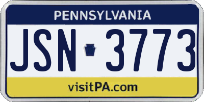 PA license plate JSN3773