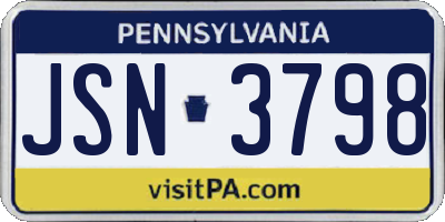 PA license plate JSN3798
