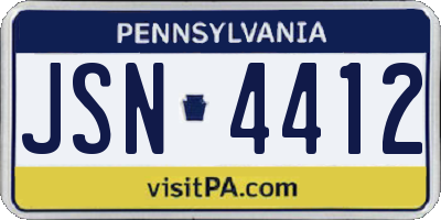 PA license plate JSN4412