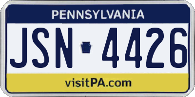 PA license plate JSN4426