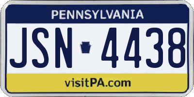 PA license plate JSN4438