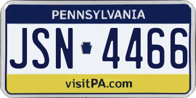 PA license plate JSN4466