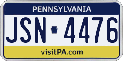 PA license plate JSN4476