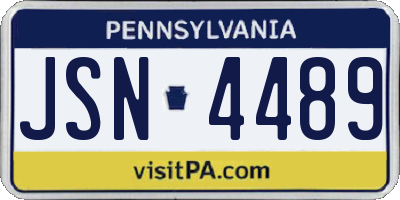 PA license plate JSN4489