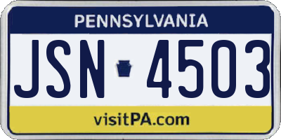 PA license plate JSN4503