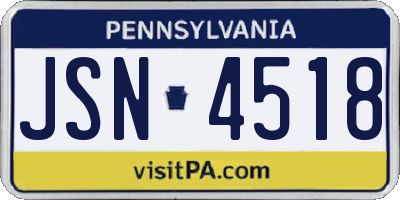 PA license plate JSN4518