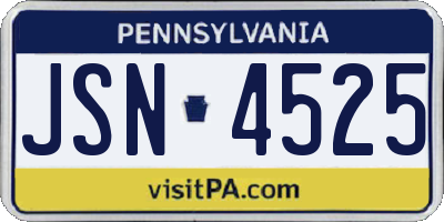 PA license plate JSN4525