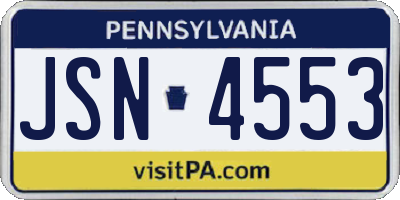 PA license plate JSN4553