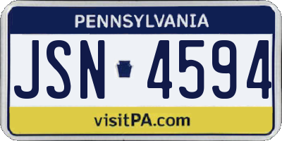PA license plate JSN4594