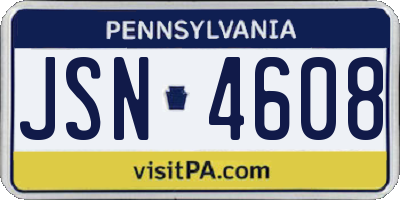 PA license plate JSN4608
