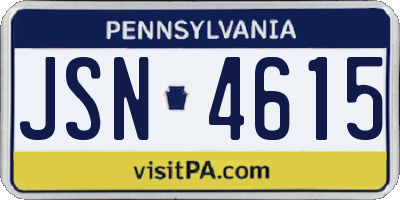 PA license plate JSN4615