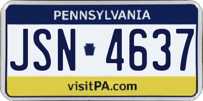 PA license plate JSN4637