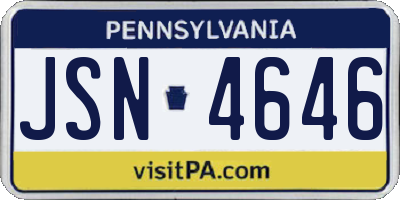 PA license plate JSN4646
