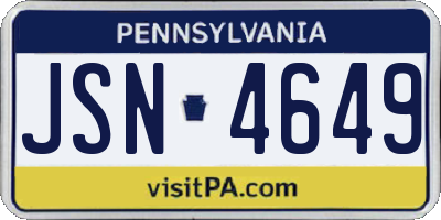 PA license plate JSN4649