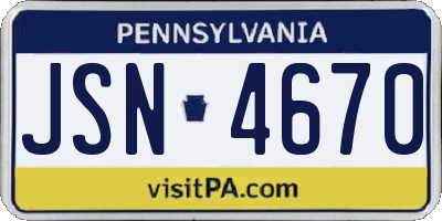 PA license plate JSN4670