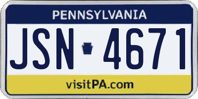 PA license plate JSN4671