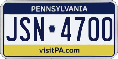 PA license plate JSN4700