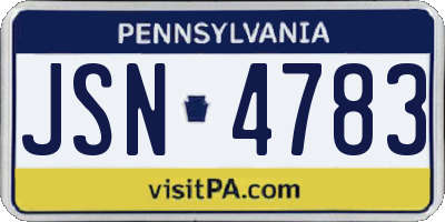 PA license plate JSN4783